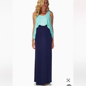 Pinkblush Mint Navy Overlay Maxi Dress
